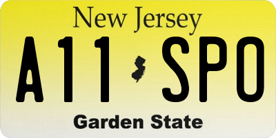 NJ license plate A11SPO