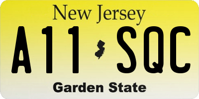 NJ license plate A11SQC