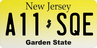 NJ license plate A11SQE
