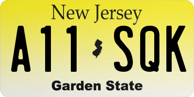 NJ license plate A11SQK