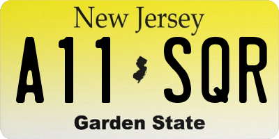 NJ license plate A11SQR