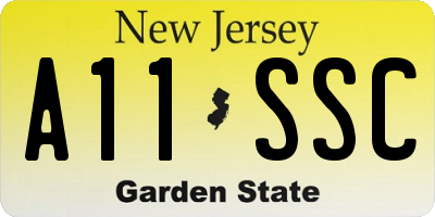 NJ license plate A11SSC