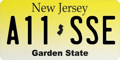 NJ license plate A11SSE