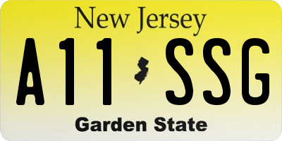 NJ license plate A11SSG