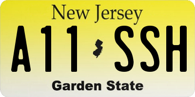NJ license plate A11SSH
