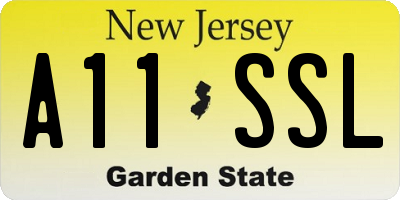 NJ license plate A11SSL