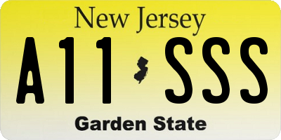 NJ license plate A11SSS