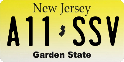 NJ license plate A11SSV