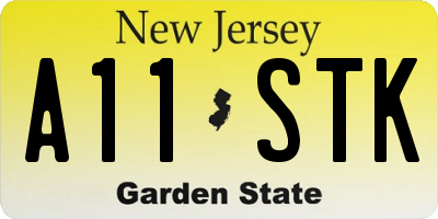 NJ license plate A11STK