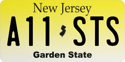 NJ license plate A11STS