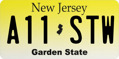 NJ license plate A11STW