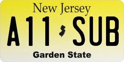 NJ license plate A11SUB