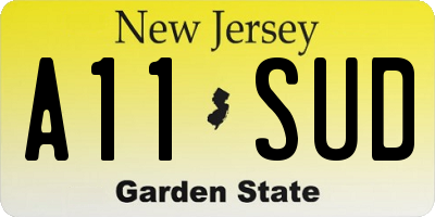 NJ license plate A11SUD
