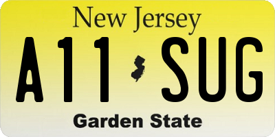 NJ license plate A11SUG
