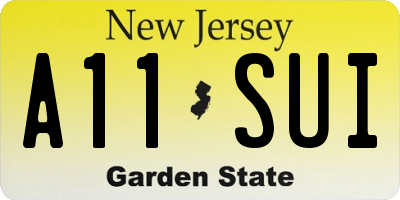 NJ license plate A11SUI