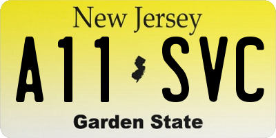 NJ license plate A11SVC