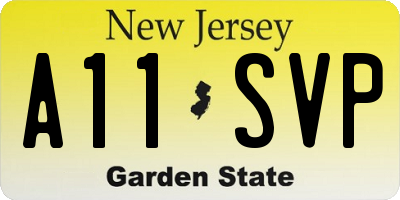 NJ license plate A11SVP
