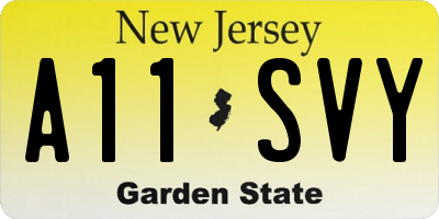 NJ license plate A11SVY