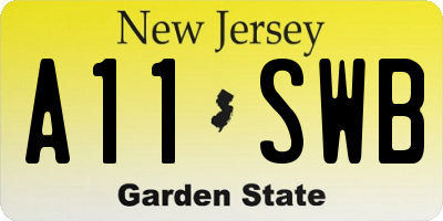 NJ license plate A11SWB