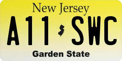 NJ license plate A11SWC