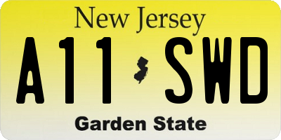 NJ license plate A11SWD