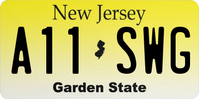 NJ license plate A11SWG