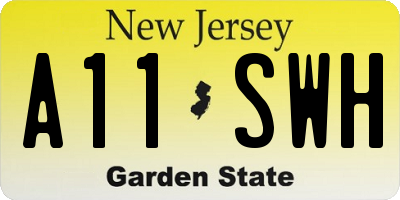 NJ license plate A11SWH