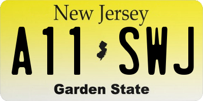 NJ license plate A11SWJ