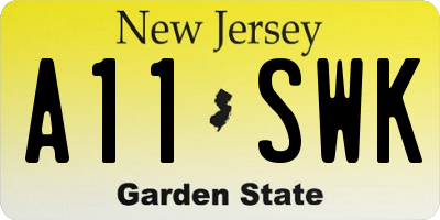 NJ license plate A11SWK