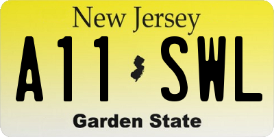 NJ license plate A11SWL