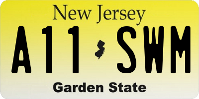 NJ license plate A11SWM