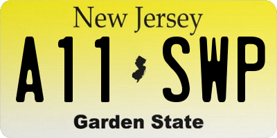 NJ license plate A11SWP