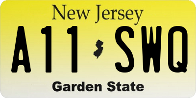 NJ license plate A11SWQ