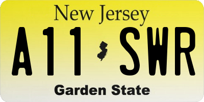 NJ license plate A11SWR