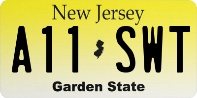 NJ license plate A11SWT