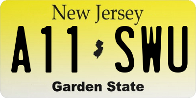 NJ license plate A11SWU
