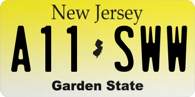 NJ license plate A11SWW