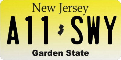 NJ license plate A11SWY