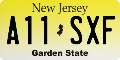 NJ license plate A11SXF