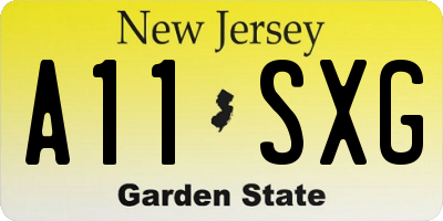 NJ license plate A11SXG