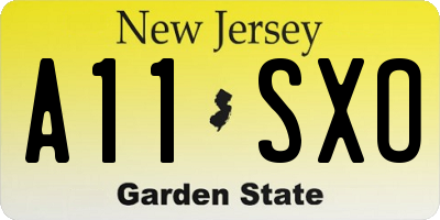 NJ license plate A11SXO