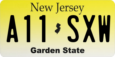 NJ license plate A11SXW