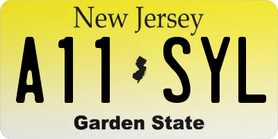 NJ license plate A11SYL