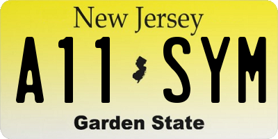 NJ license plate A11SYM