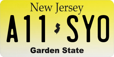 NJ license plate A11SYO