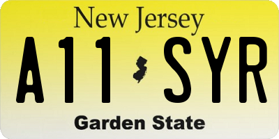 NJ license plate A11SYR