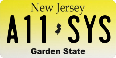 NJ license plate A11SYS