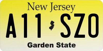 NJ license plate A11SZO