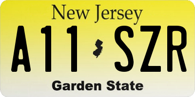 NJ license plate A11SZR