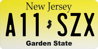 NJ license plate A11SZX